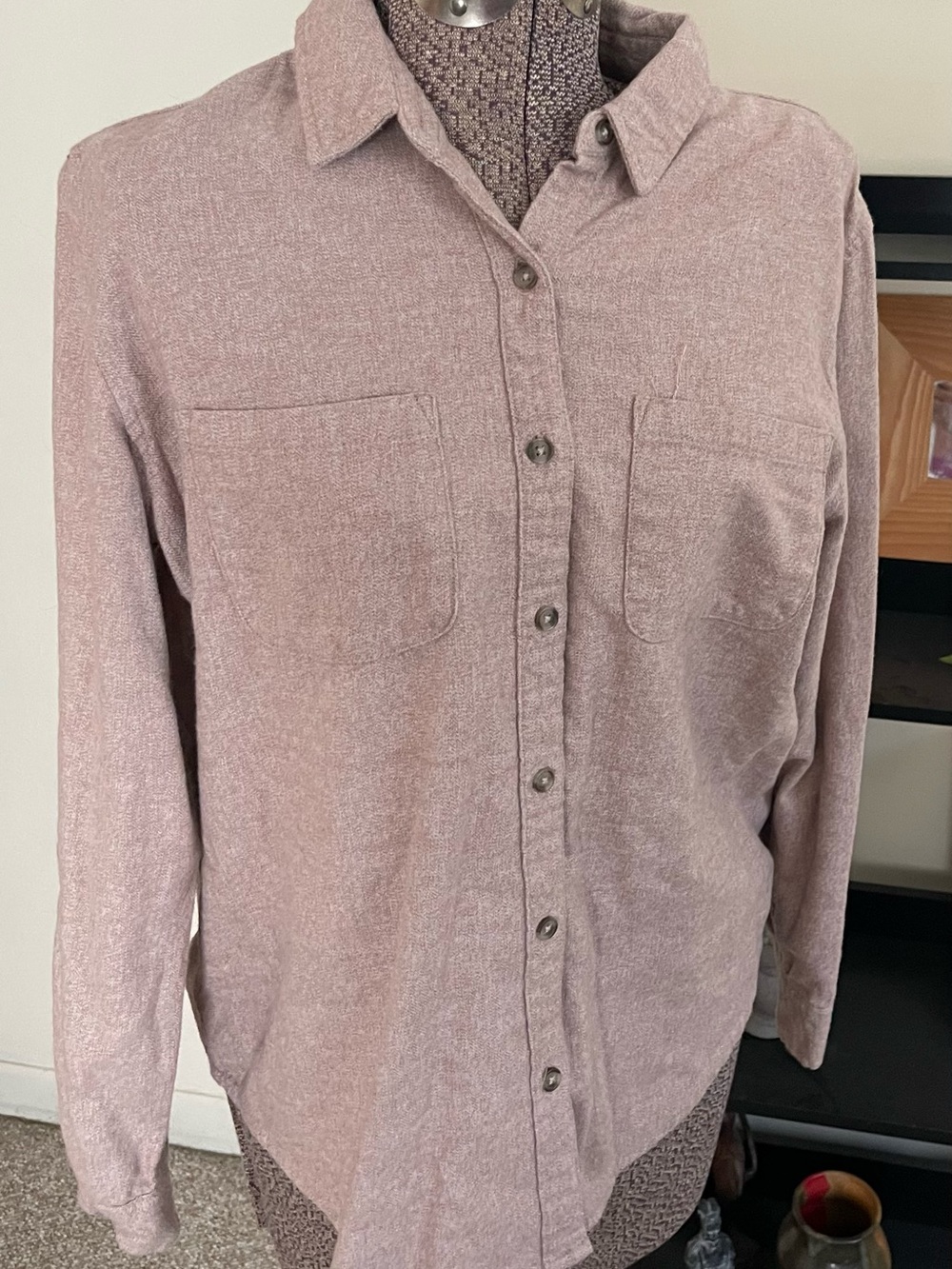 Universal Thread Mauve Button-Down Shirt with Chest Pockets